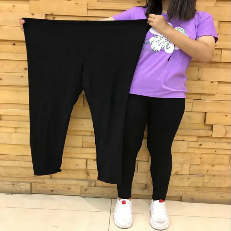 Summer ladies high waist slim leggings, solid color elasticity, new plus size 150kg.