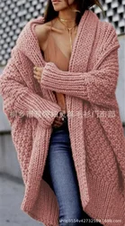 Cardigan lungo maglione lavorato a maglia spessa donna primavera autunno cappotto corto morbido rosa cammello giacca lunga lavorata a maglia Cardigan Streeetwear