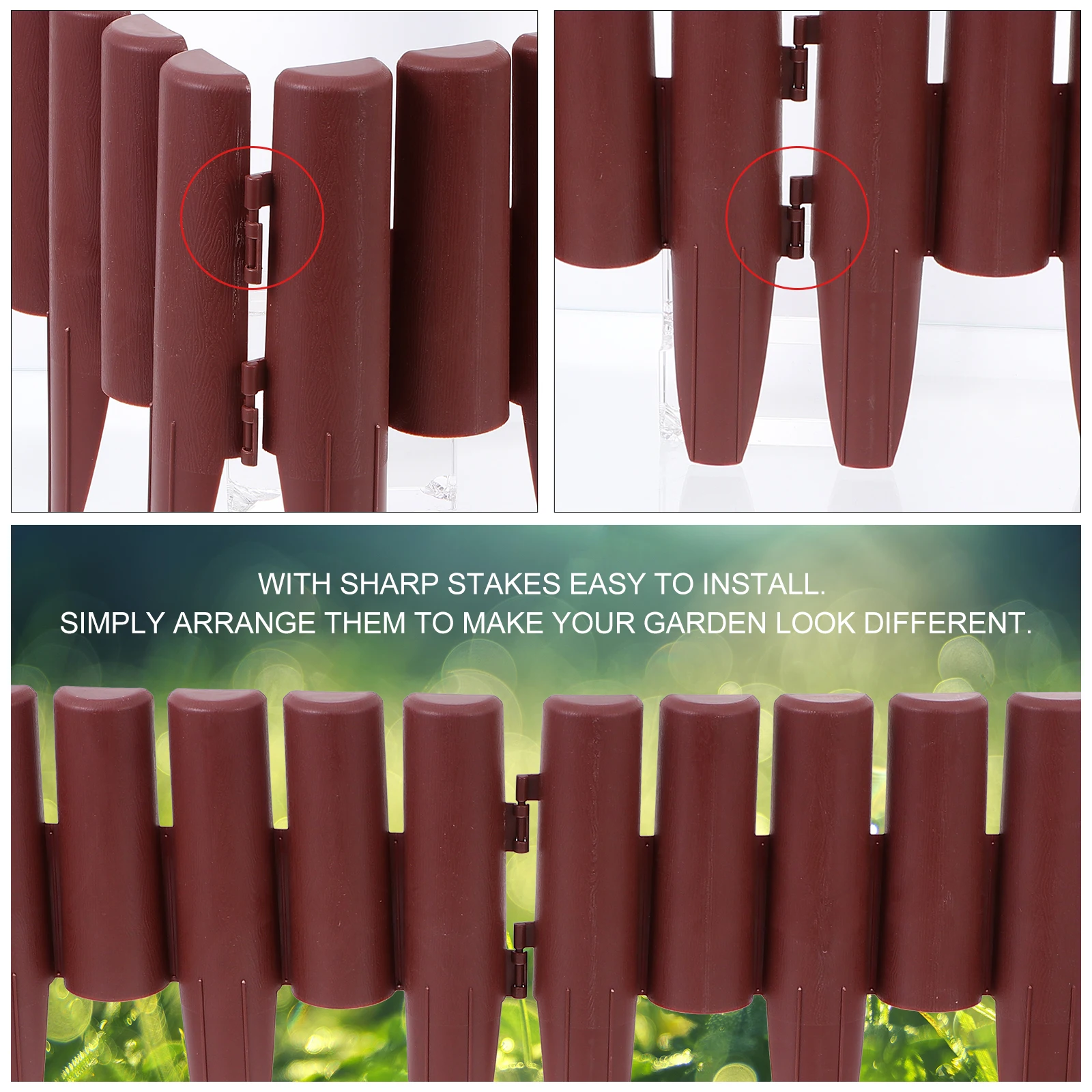 

4 Pcs Garden Fence Edging Plastic Decorative Outdoor Lawn Fences Sturdy Practical Long Term Use Brown 013 Style