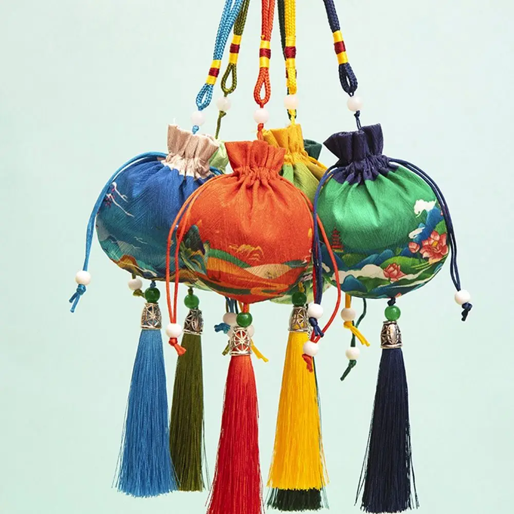 

Drawstring Multi Color Cloth Tassel Hanging Decoration Chinese Style Storage Bag Empty Sachet Purse Pouch Women Jewelry Bag