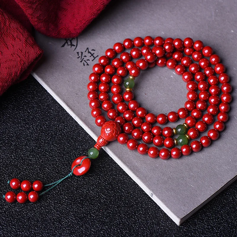 

Ore Emperor Sandstone 108 Pieces Buddha Beaded Necklace Female Ruyi Multi-Circle Bracelet Male