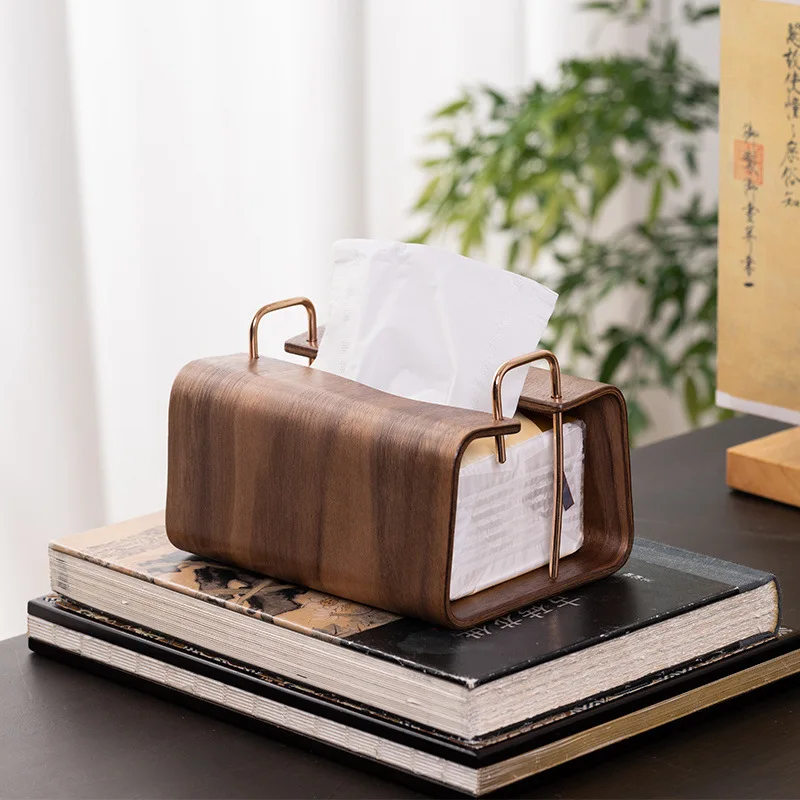 

Retro walnut Nordic tissue box simple living room coffee table storage creative home tissue box artistic sense