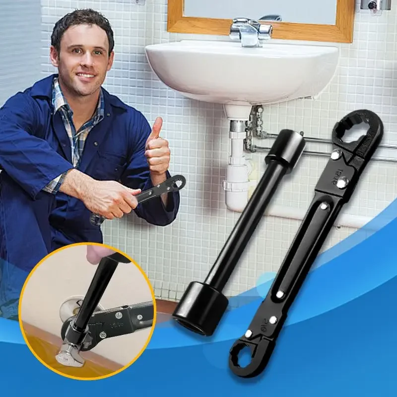2Pcs Double-Headed Plumbing Wrench Set Water Pipe Repair Spanner Easy Angle Stop Supply Nut Installation Tool for Plumbers