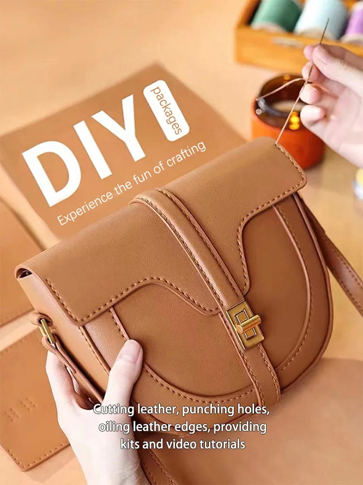 2024 Fashion DIY Vintage Women\'s Small Saddle Shoulder Bags Leather Girls Handbags and Wallets Women\'s Travel Satchels