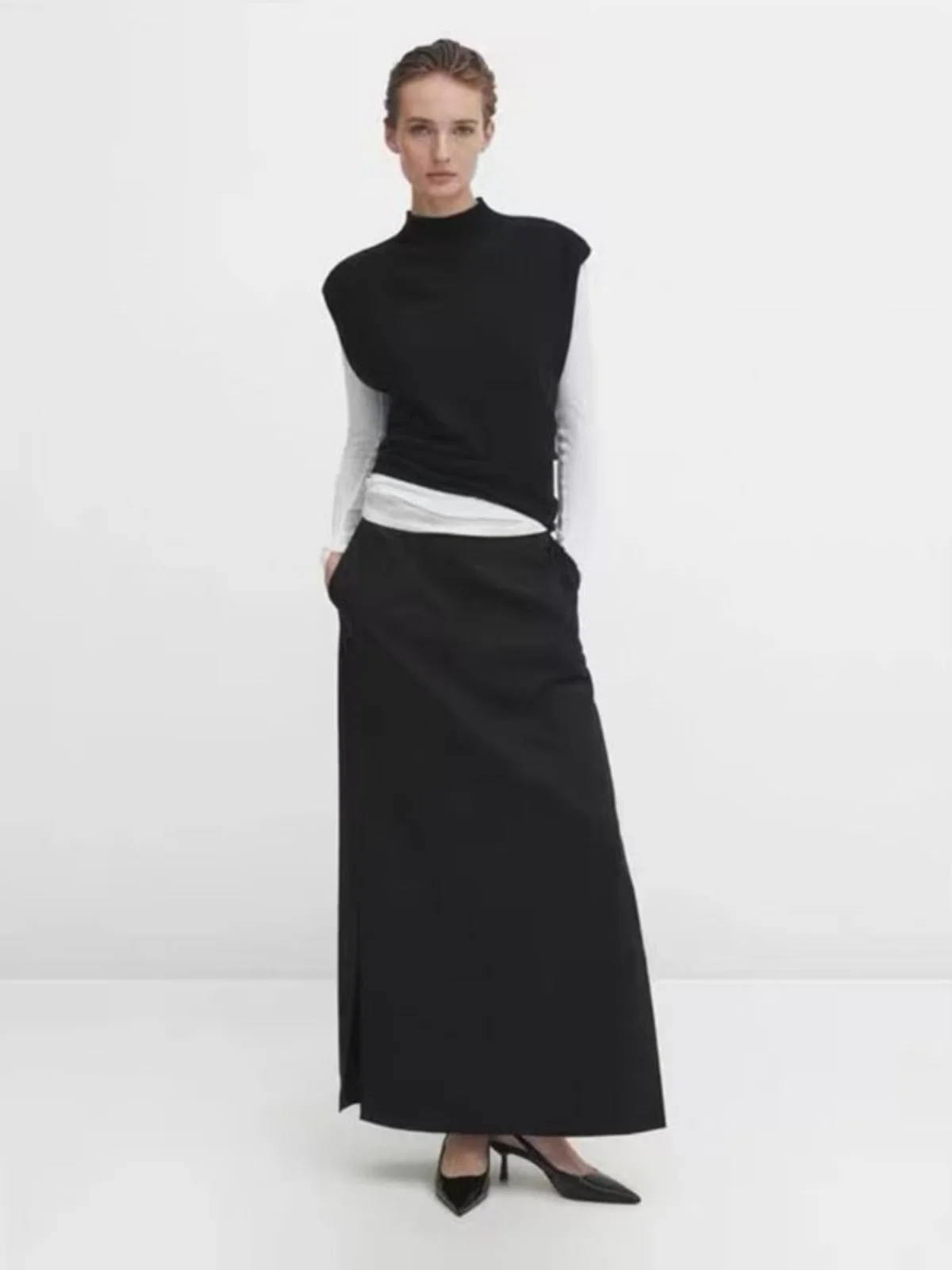 

Bla High Collar Knitted Sweater MD Women's Faion Small Fraance Sle Early Autumn New Arrival Versatile Inner Wear Top