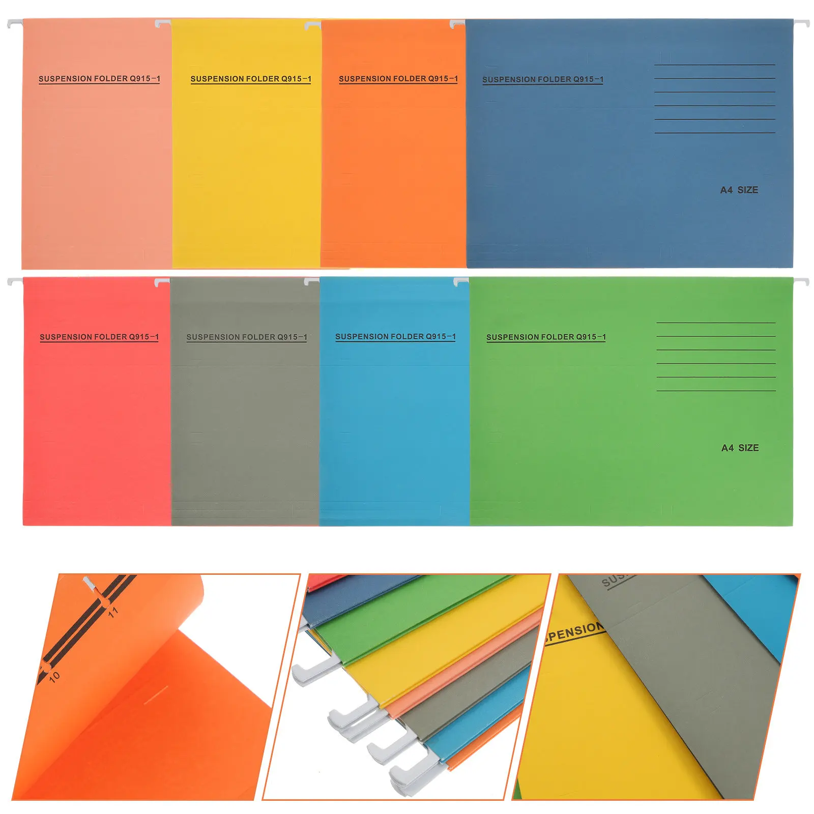 

8Pcs A4 Wide Opening Hanging File Folders Thick Paper Suspension Holders for Archives Document Sorting Office Supplies File