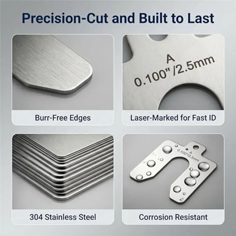 ABUG-Heavy-Duty For Machinery Leveling Shims 304 Stainless Steel Slotted Shim Kit 3