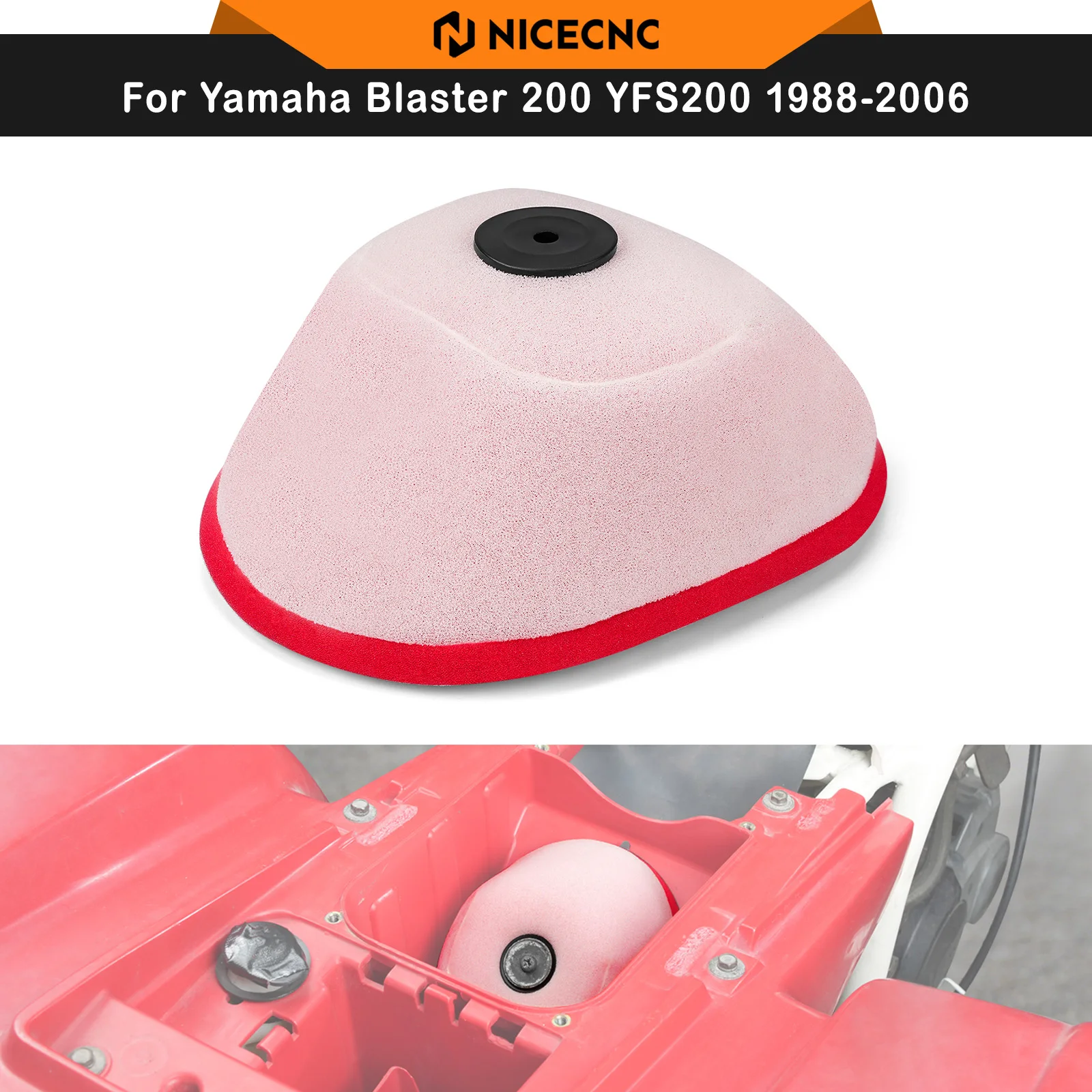 

NICECNC Air Filter For Yamaha Blaster 200 YFS200 1988-2006 Special Edition Yamaha Raptor 250 2008-2013 Replaces 2XJ-14451-00-00