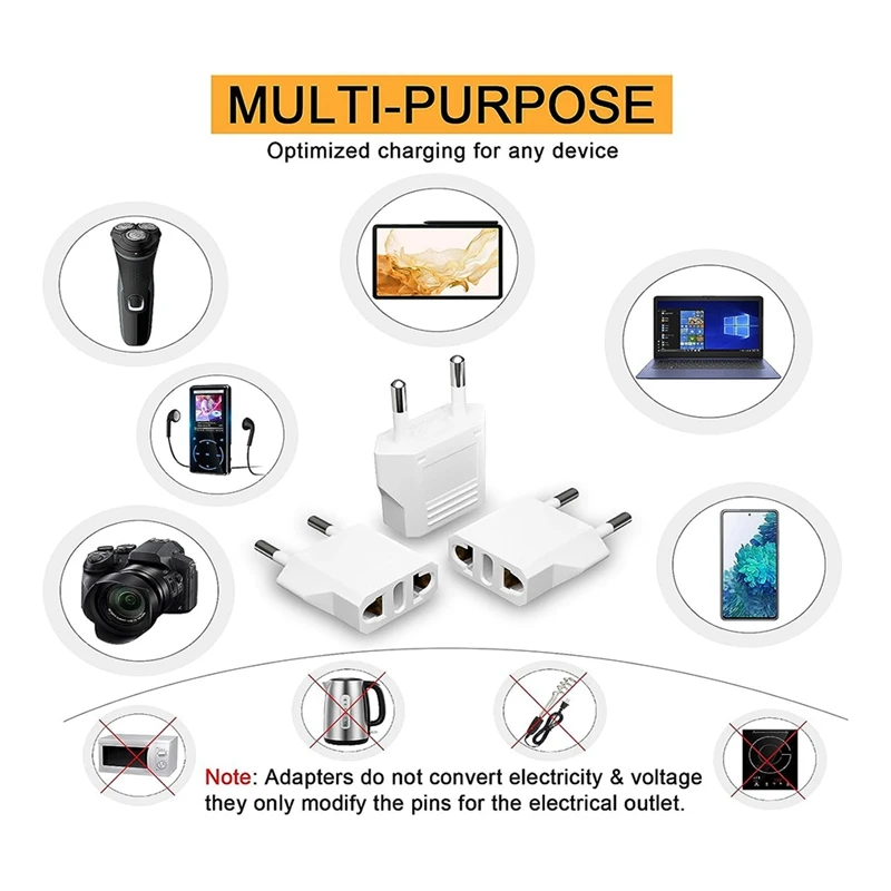 European Plug Adapter 20Pcs US To Europe Plug Adapter,European Travel Type C Plug Adapter,Europe Power Converter EU Plug