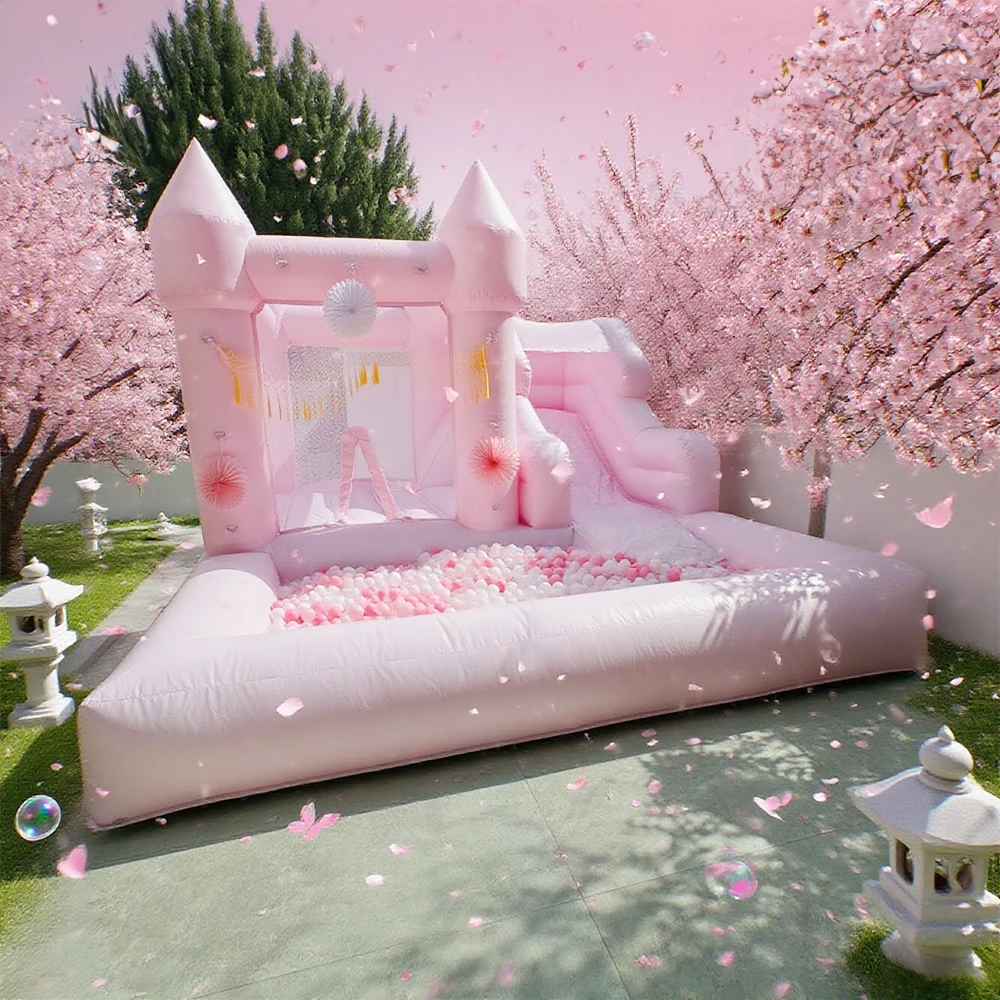 Castillo de salto inflable popular con tobogán, uso interior y exterior + soplador
