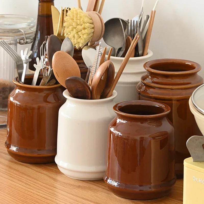 

Utensil Jar Lid Kitchen Desktop Spoon Container Chopstick Holder for Kitchen
