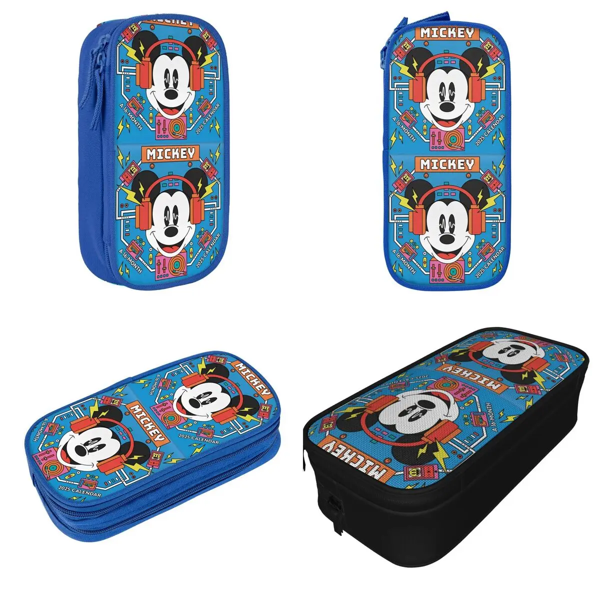 Cartoon Mickey Mouse Pencil Pouch for Kid Double Layer Pencil Box Makeup Bag