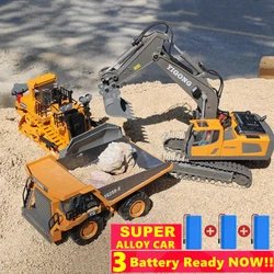 4WD 2.4G Remote Control Excavator Radio Dump Truck Crawler Bulldozer Alloy Construction Vehicle Car Toy for Kids Christmas Gifts