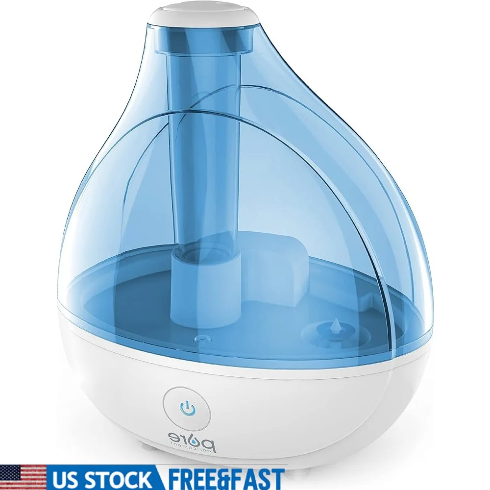 

Ультразвуковой увлажнитель с прохладным туманом, тихий, для спальни, детской комнаты, офиса, комнатных растений, автоматическое отключение 360° ° Насадка HEPA-фильтр, 25 часов