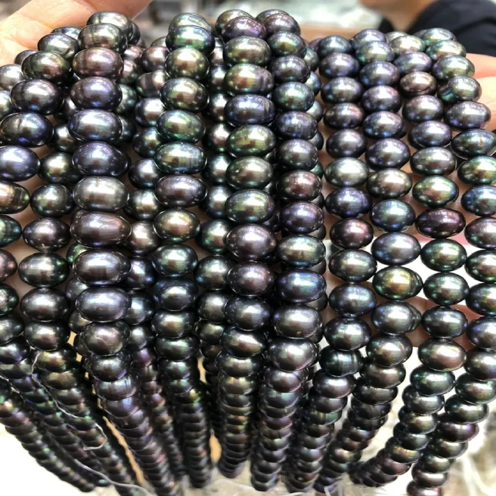 Amazing 9-10mm AAA Tahitian Black Green Pearl Necklace with 14K Gold Buckle 16/36inch