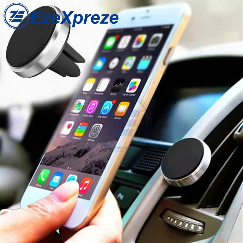 

Magnetic car phone mount, air vent clip-on, rotatable GPS mount for iPhone, Xiaomi, Xiaomi, Samsung, and LG.