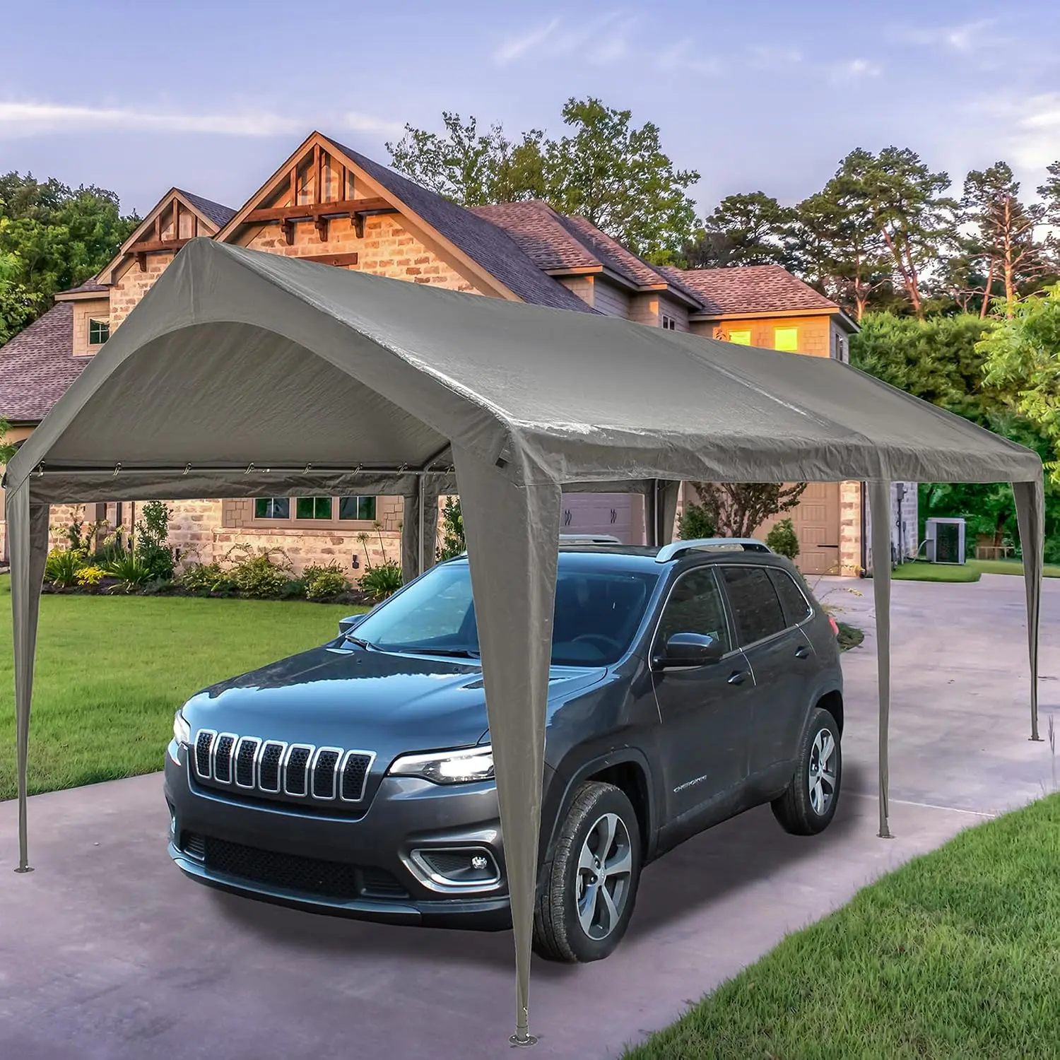 10x20 Ft Heavy Duty Carport Canopy Outdoor PE Fabric UV Waterproof Rust-Resistant Steel Frame for Car Boat Storage, Customized