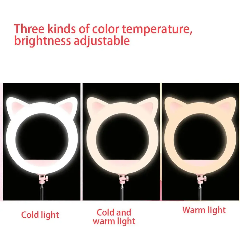 20 Inch LED Cat Ear Live Ring Light Video Shooting Studio Makeup Selfie Tattoo Accessories Beauty Rejuvenation Fill Light Supply