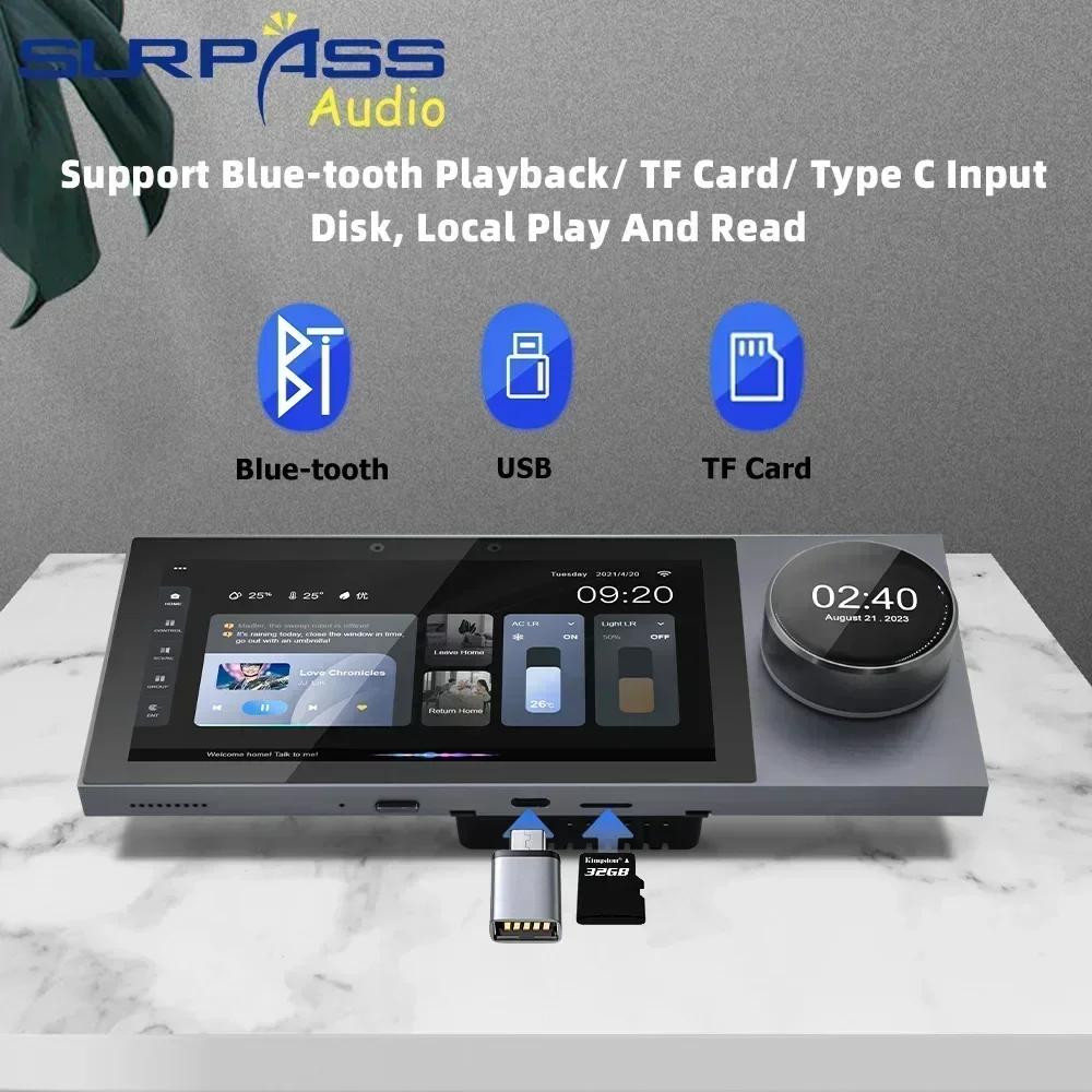 Tuya 6Inch Wall Amplifier Android 8.1 System Bluetooth Zigbee Amplificador De Parede Built-in 1W Speaker Smart Home Audio Indoor