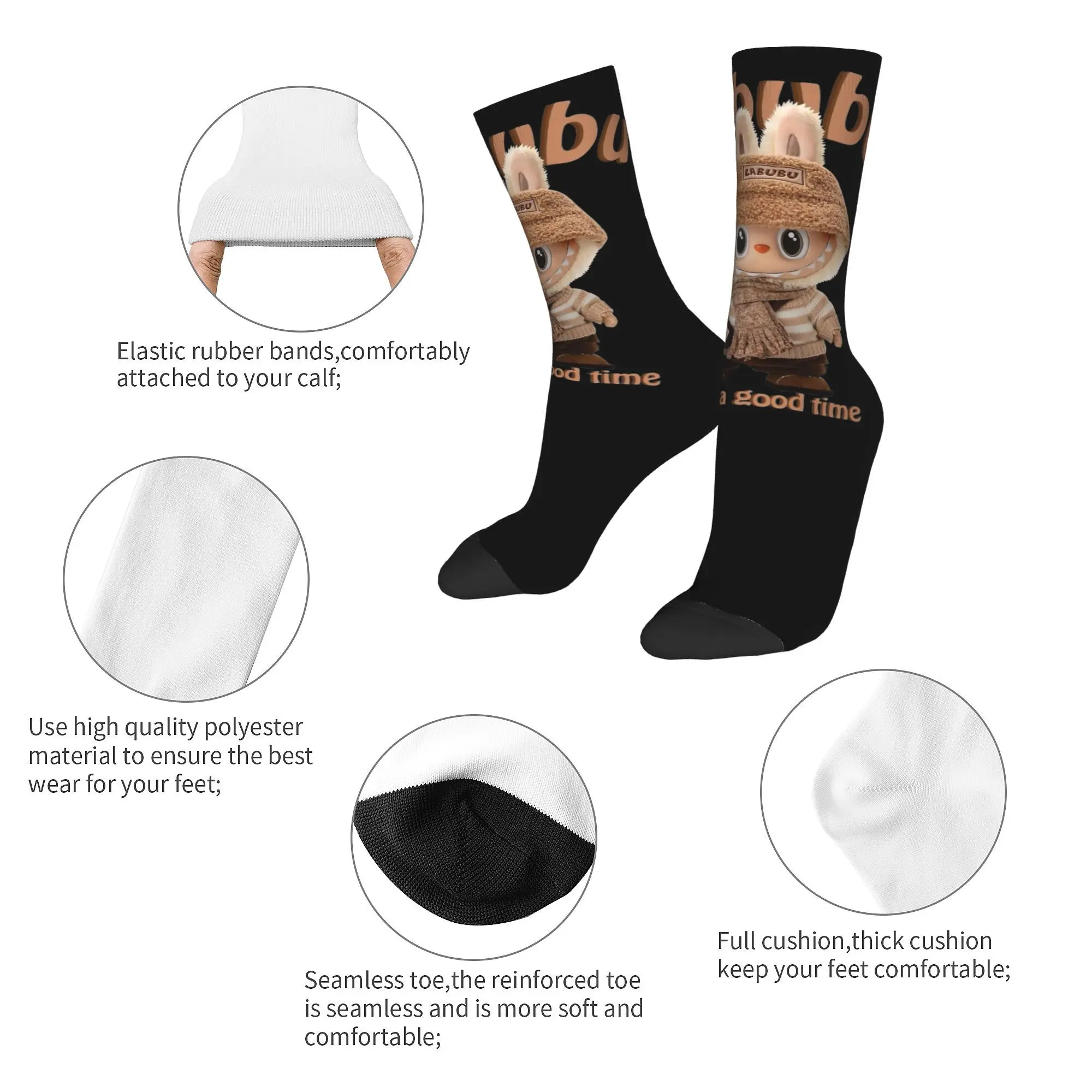 Calcetines unisex Labubu desnudos tienen buena vez Popmart calcetines casuales absorbentes del sudor pequeños regalos