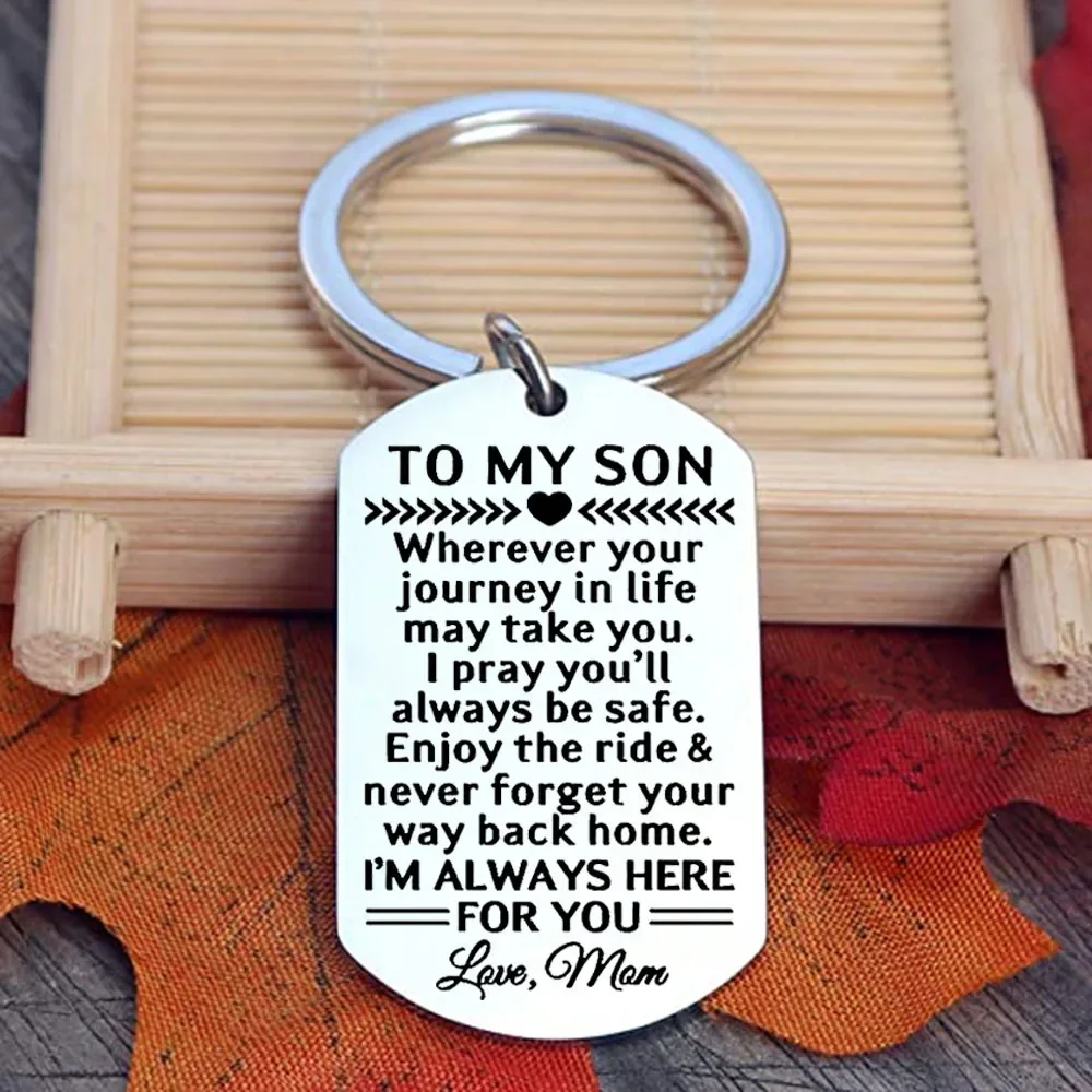 Hot To My Son Love Gifts Keychain Pendant  Enjoy The Ride, Graduation Christmas Gifts Key Chain Keyring