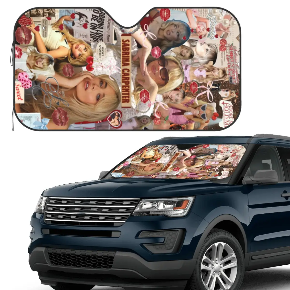 

S-Sabrina Carpenter Album Singer Sunshade Windscreen Car Front Windshield Window Sun Visor Accessories Covers