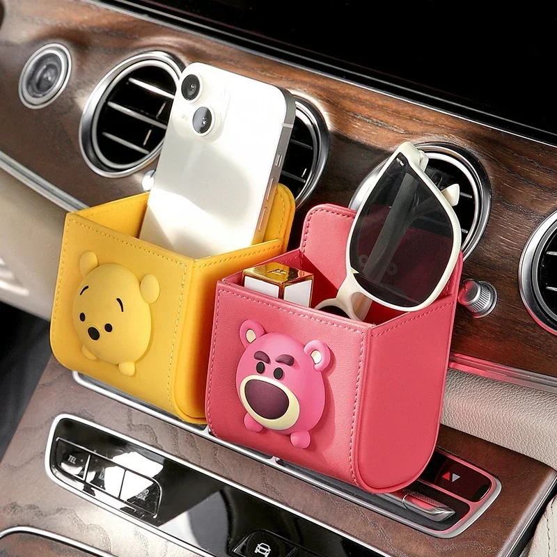 1pc Car Storage Bag Car Air Outlet Debris Bag For Mobile Phone Key Sunglasses Vent Dashboard Tidy Hanging Leather Organizer Box