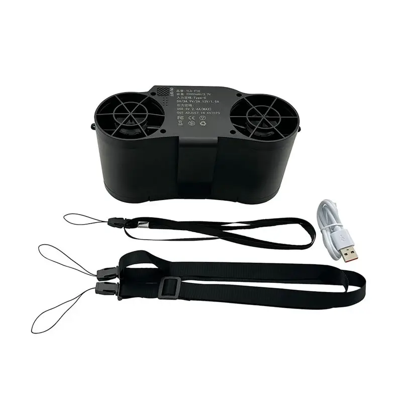 BABZ 4-Speed Waist-Mounted Cooling Fan Dual-Channel Anti-Fall Portable Waist Fan for Farm High Wind Power Outdoor