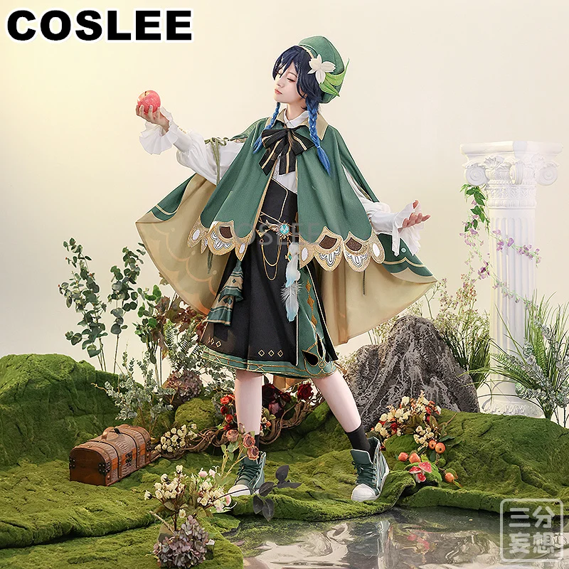 COSLEE Genshin Impact Figures Venti Cosplay Costume Derivative Product Barbatos Apple Toast Game Suit Uniform Party Outfit New