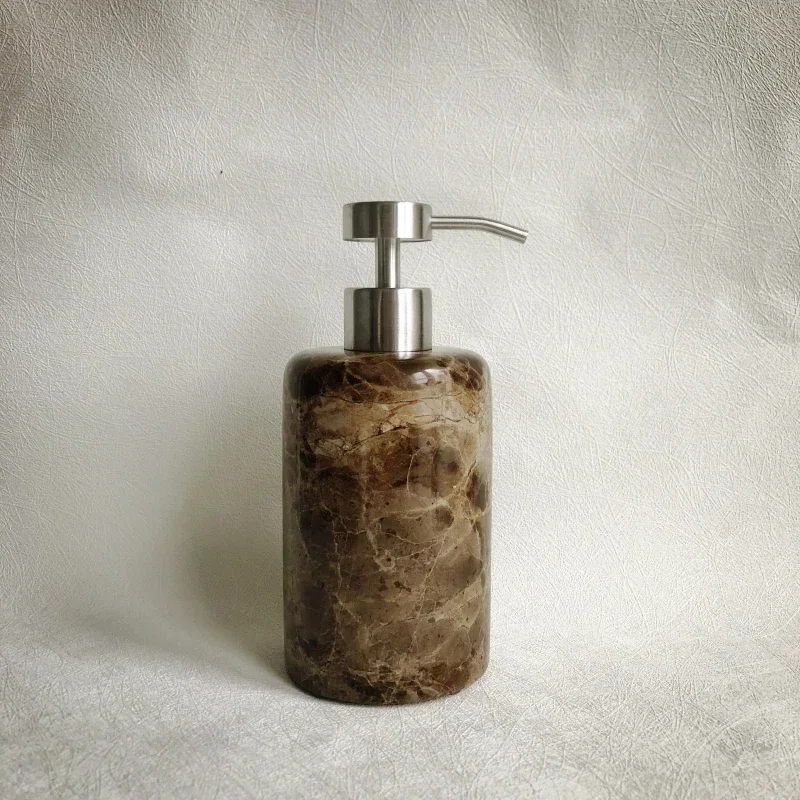 Wholesale Customized Natural Yellow Travertine Marble Stone Refillable Bathroom Liquid Dispenser, Lotions Soap Container