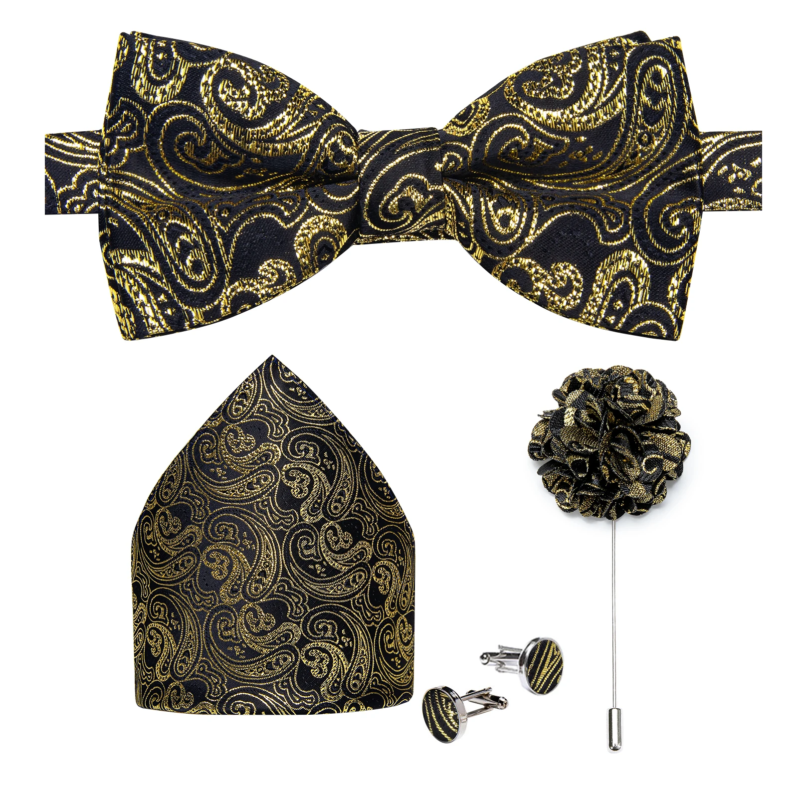 Hochzeitsfliege für Herren, klassisch rot, vorgebundene Fliege, Manschettenknöpfe, Ansteckblume, Set für Partys, Schmetterlingsknoten, Geschenk, Herren-Accessoires – Detail 16