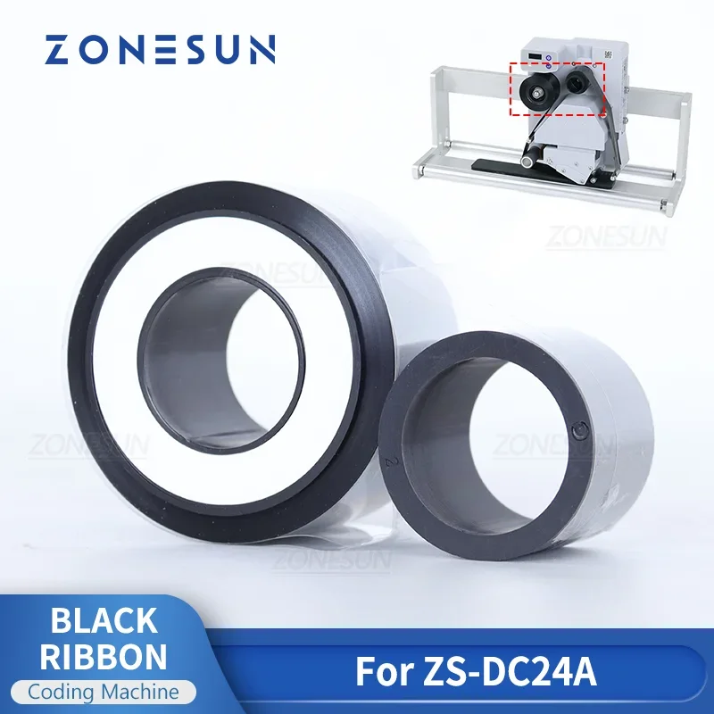 ZONESUN ZS-DC24R Thermal Ribbon 26mm*200m Black Ink Coding Ribbon for ZS-DC24A Date Coding Machine Ribbon Roll