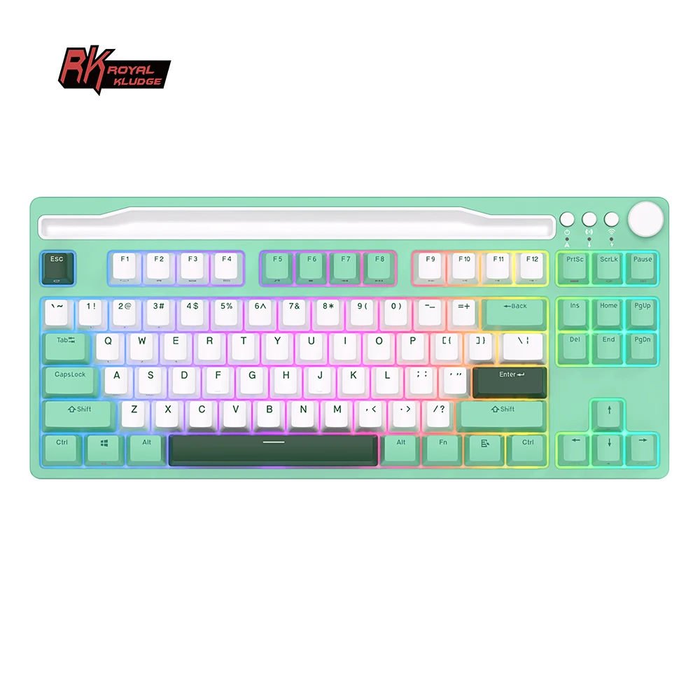 RK H87 Royal Kludge Keyboard Hot-wappable Wireless Mechanical Tri-Mode 2.4G/USB-C/Bluetooth 87 keys RGB Backlit Garmer Keyboard