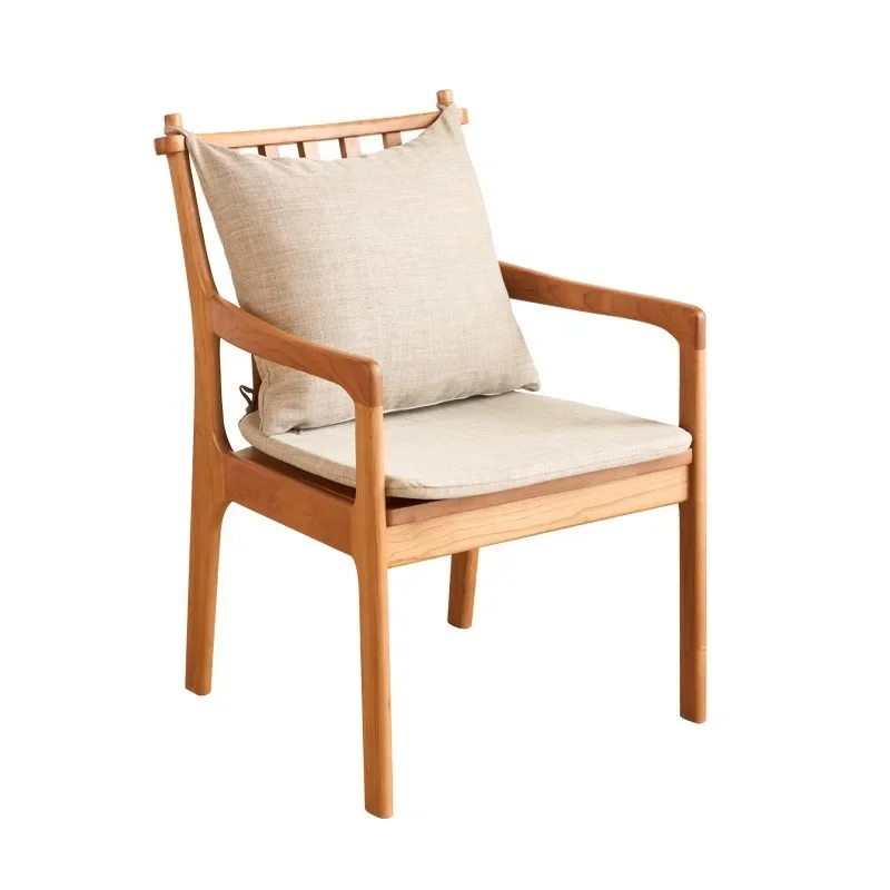 Nordic Cherry Oak Solid Wood Armrest Dining Japanese Simple Backrest Sofa Chair Book Table  Restaurant Coffee Chair