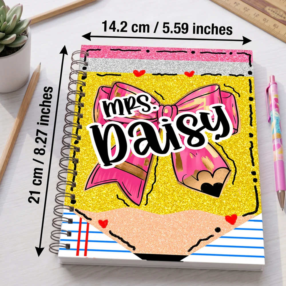 Personalized Custom Text Spiral Notebook,Custom Name Journal,Office Writing Notepad Perfect Teacher Appreciation Back To School