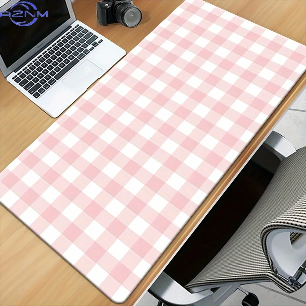 Pink Checkered Desk Mat XXL Non-Slip Mouse Pad Suitable for Gaming Keyboards And Office Computers PC Gift for Family And Friends