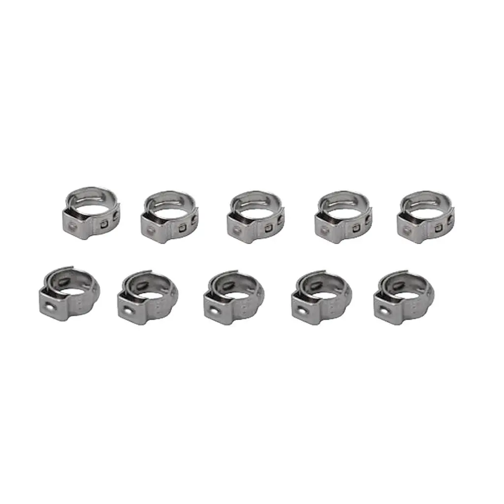 10Pcs Single Ear Stainless Steel Hydraulic Fuel Hose Clamps O Clips 5.8mm-7mm