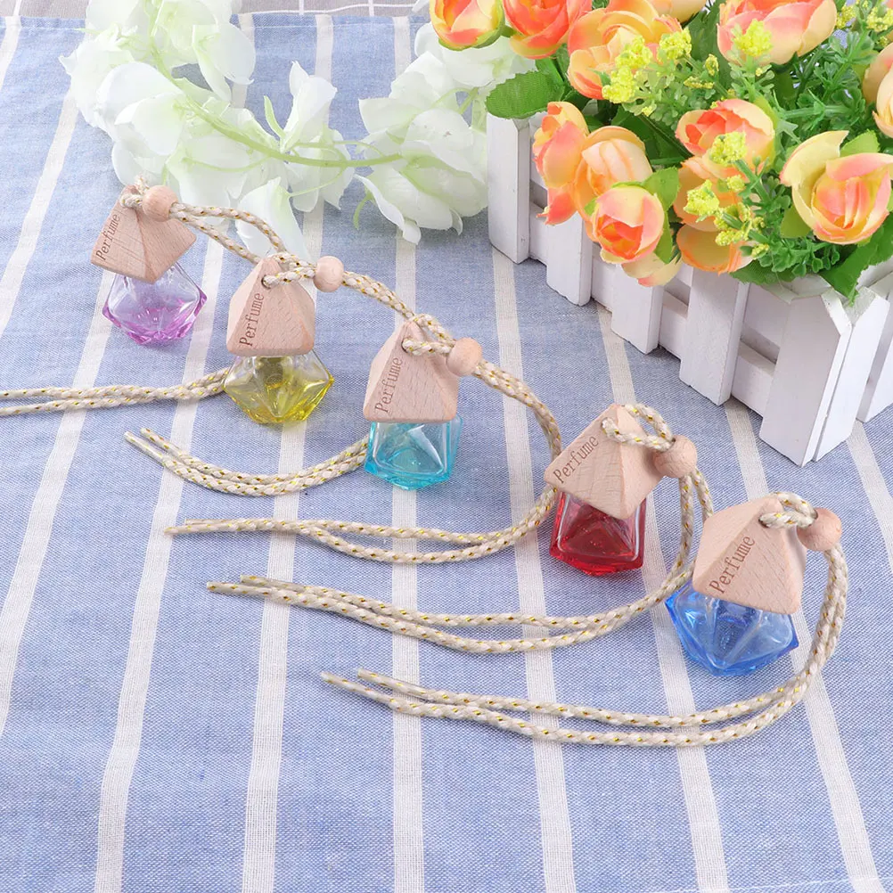 

3 Pcs Refillable Car Air Freshener Perfume Bottle Mini Diamond Wood Hanging Decorations Car Pendant