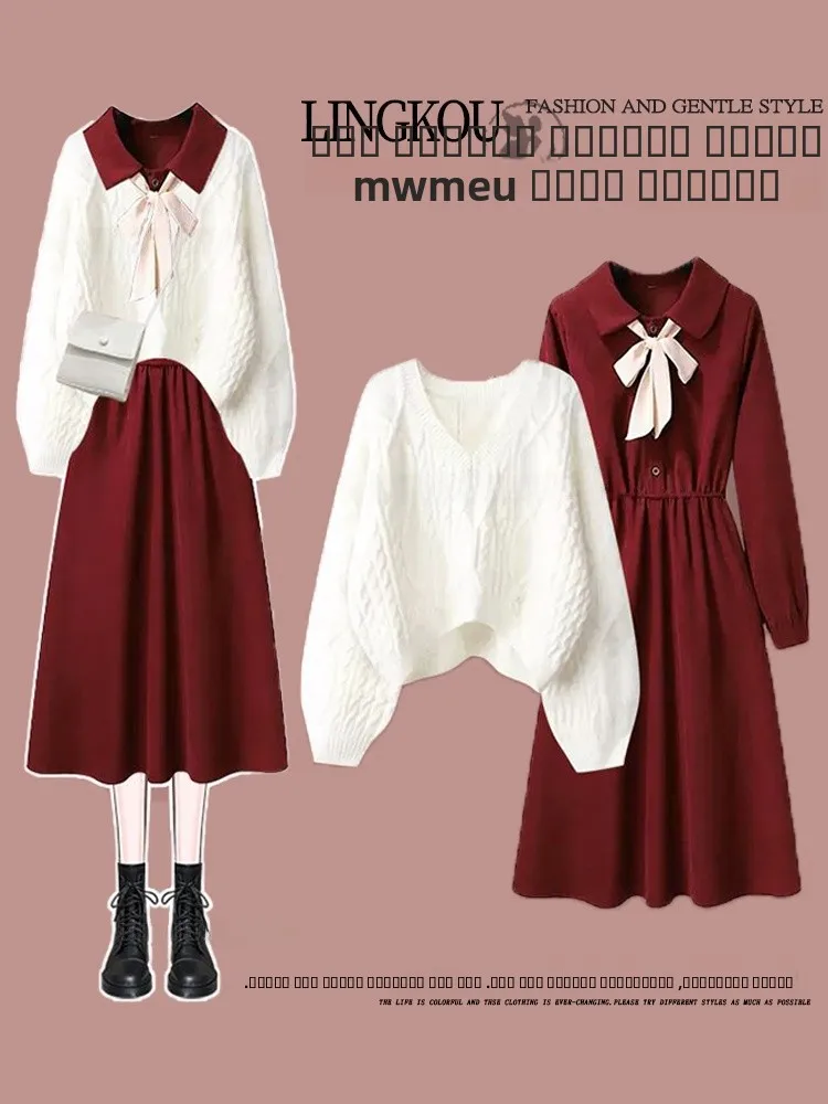 

Вязаный комплект для похудения и свитера для женщин Ele Sle V-Ne Long Sve, повседневная одежда, идеально подходящая для весны и осени