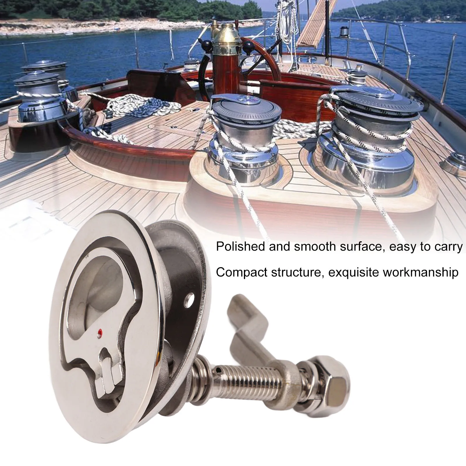 Boat Cam Latch 316 Stainless Steel Polished Adjustable Hatch Latch With Back Plate for Marine Ship