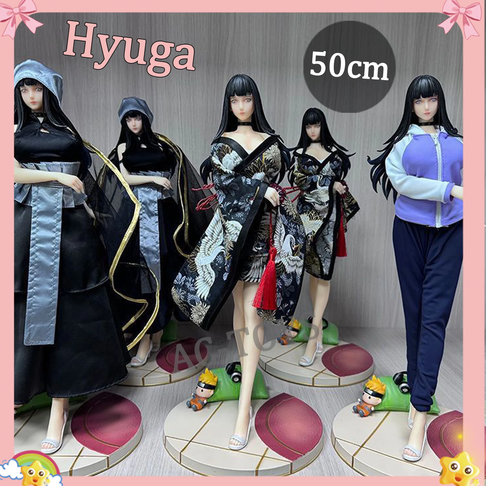 

Naruto Hinata Hyuga 3 changeable Outfits Can Move Crown Princess 50cm/19.68 PVC Model Favorites Figures Anime Fan's Toys Gifts