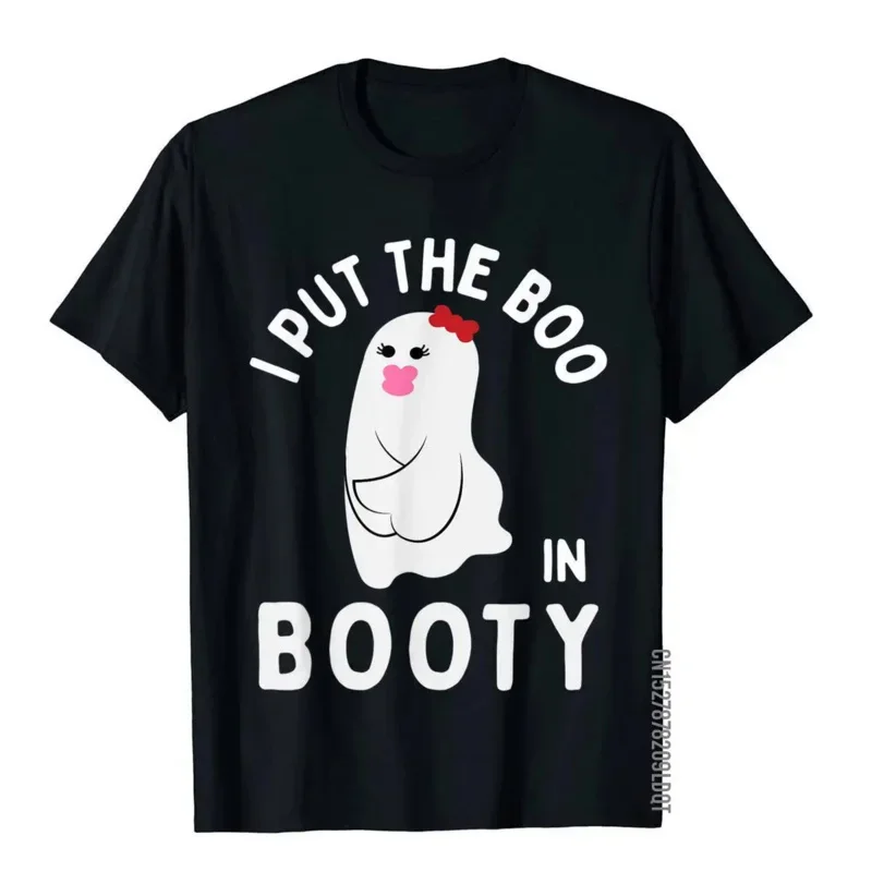 T-shirt drôle de cadeau de fantôme d'Halloween pour les hommes, I Put The Boo in Booty, Faddish Normal Tops, T-shirt en coton, Europe