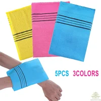 5Pcs Exfoliating Bath Pad Towels Set Korean Italy Asian Exfoliating Bath Washcloth Body Scrub Shower Soft Polyester Cotton 2