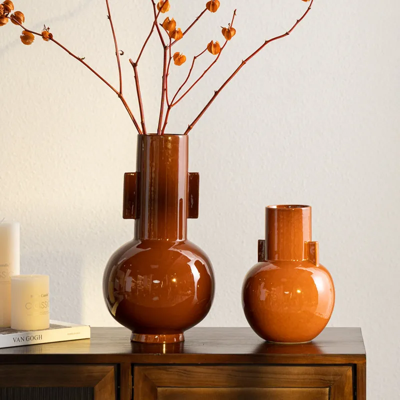

Vase ceramic creative asymmetrical shape classy chinoiserie suitable living room model room flower arrangement soft decoration