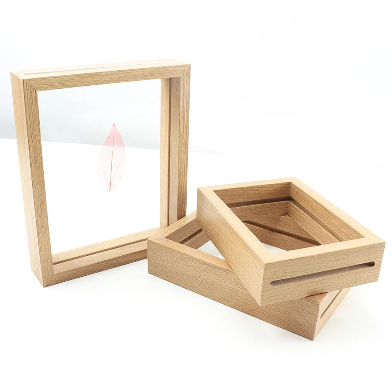 Creative Dried Flower Leaf Specimen Square A4 DIY Paper Cutting Picture Frame Double-Sided Glass Tabletop Home Decor Frame