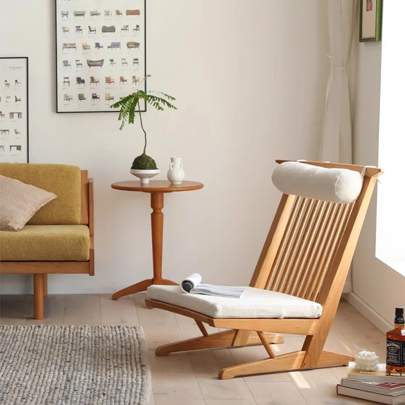 Medieval solid wood lazy sofa Nakajima George recliner balcony casual single