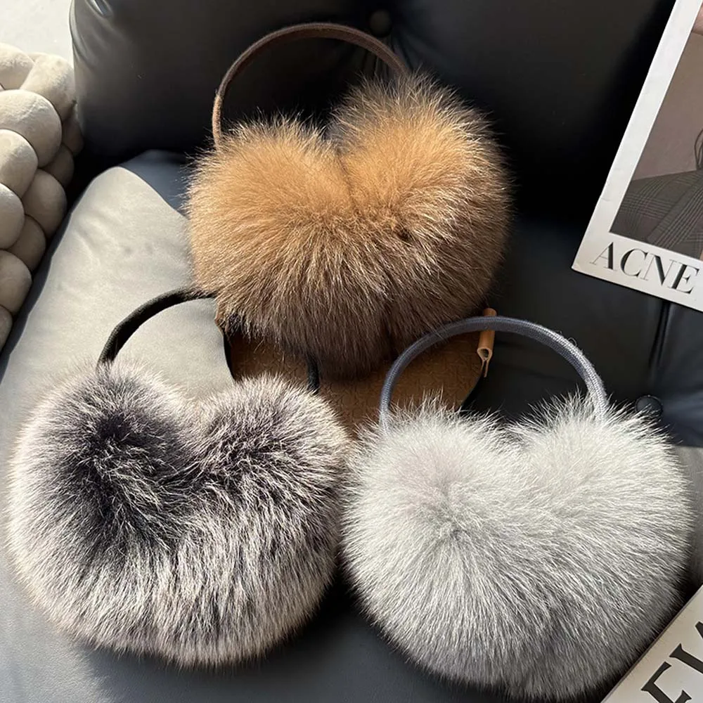 أغطية الأذن الدافئة النساء غطاء للأذنين فرو الثعلب الحقيقي النساء الشتاء سميكة الفراء الطبيعي رقيق غطاء للأذنين الإناث حماية الأذن غطاء للأذنين #4