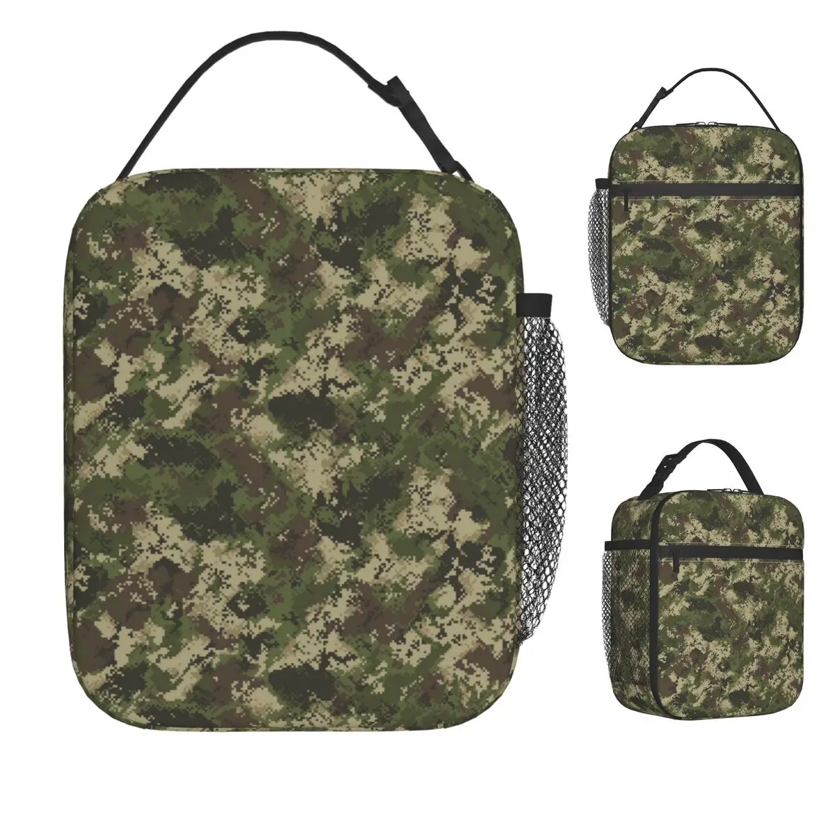 

Pixel камуфляжная сумка для обеда для девочек, ланч-бокс, винтажная офисная сумка-холодильник, портативная сумка-тоут Оксфорд, сумки для еды