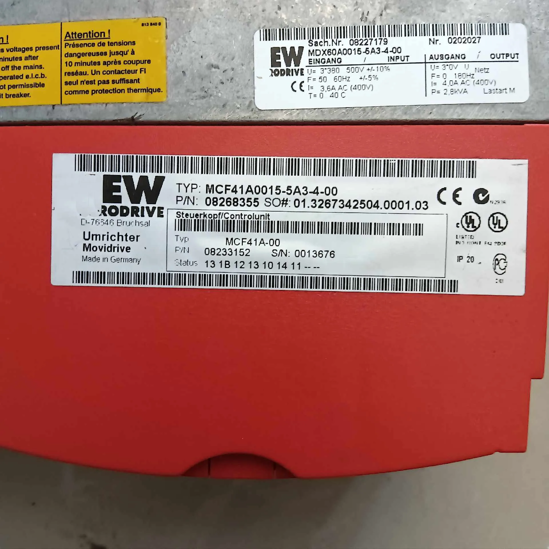 MCF41A0015-5A3-4-00 MDX60A0015-5A3-4-00 Inversor para coser