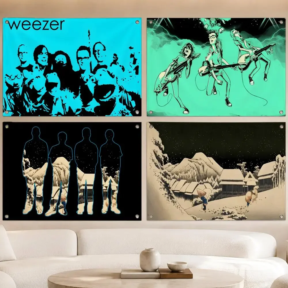 Alt Rock Band W-Weezer Flags Fan Banner Tapestry Wall Hanging Garage BarDorm Camp Party Outdoor Home Decor Gift